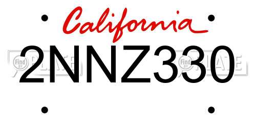 2NNZ330 California License Plate