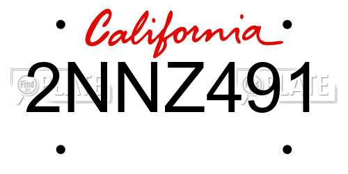 2NNZ491 California License Plate