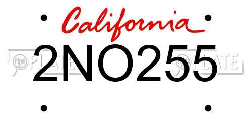 2NO255 California License Plate
