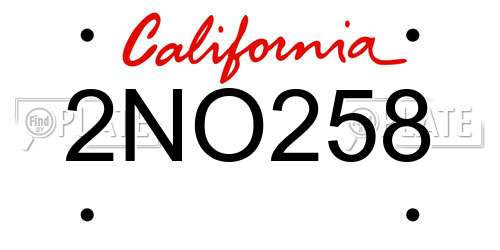 2NO258 California License Plate