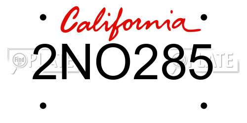 2NO285 California License Plate