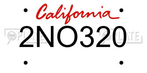 2NO320 California License Plate