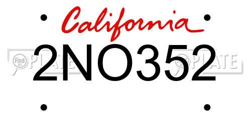 2NO352 California License Plate