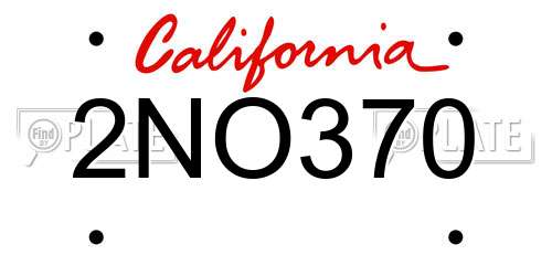 2NO370 California License Plate