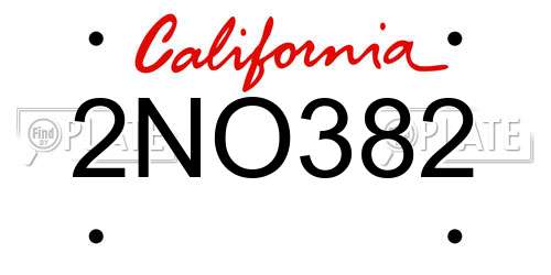 2NO382 California License Plate