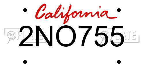 2NO755 California License Plate