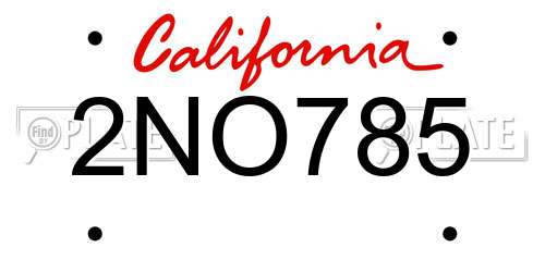 2NO785 California License Plate