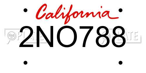2NO788 California License Plate