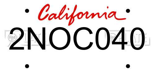 2NOC040 California License Plate