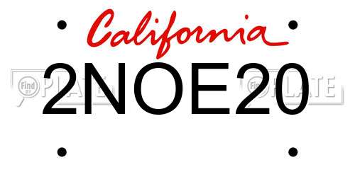 2NOE20 California License Plate