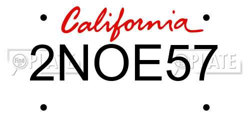 2NOE57 California License Plate