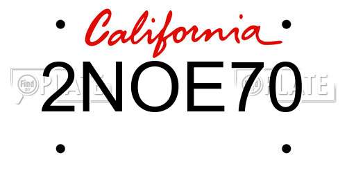 2NOE70 California License Plate