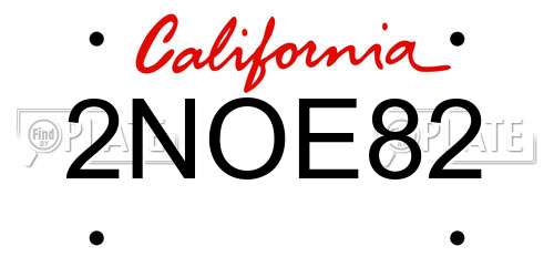 2NOE82 California License Plate