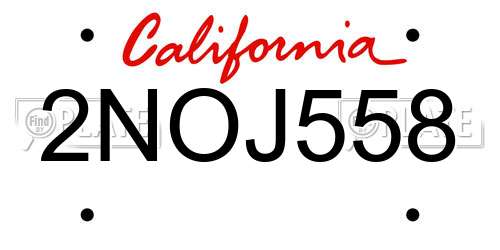 2NOJ558 California License Plate