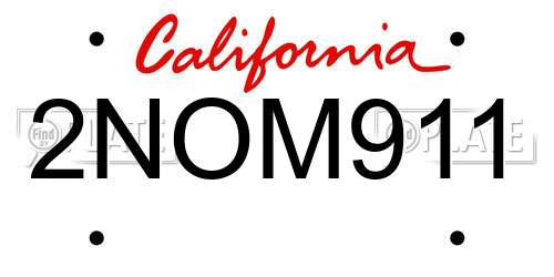 2NOM911 California License Plate