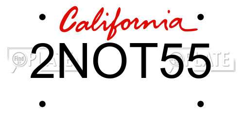 2NOT55 California License Plate