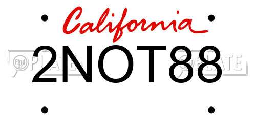 2NOT88 California License Plate