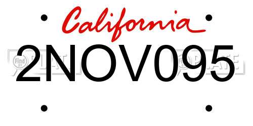 2NOV095 California License Plate