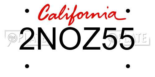 2NOZ55 California License Plate