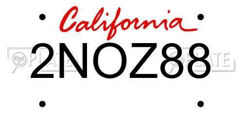 2NOZ88 California License Plate