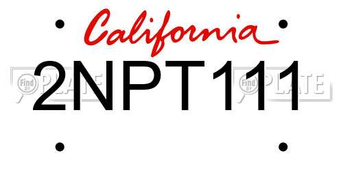 2NPT111 California License Plate