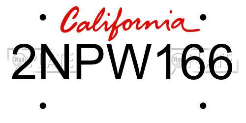 2NPW166 California License Plate