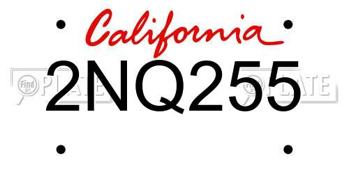 2NQ255 California License Plate