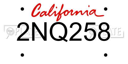2NQ258 California License Plate