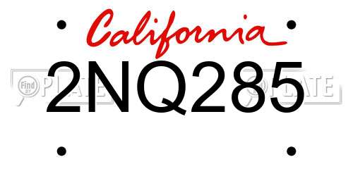 2NQ285 California License Plate