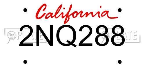 2NQ288 California License Plate