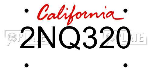 2NQ320 California License Plate