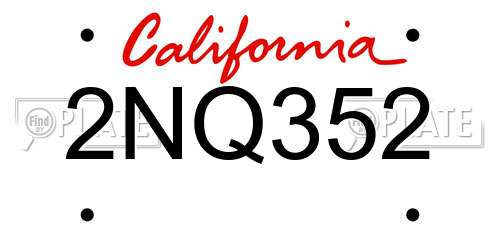 2NQ352 California License Plate