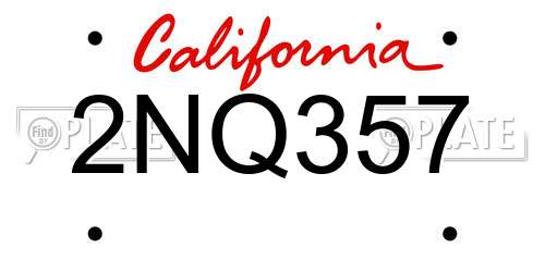 2NQ357 California License Plate