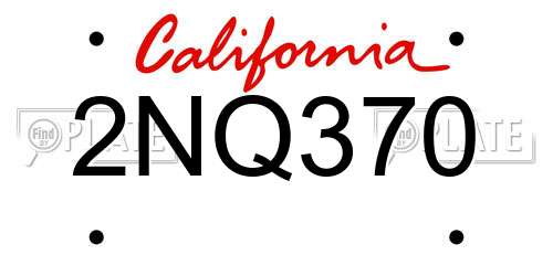 2NQ370 California License Plate