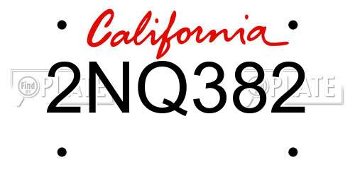 2NQ382 California License Plate