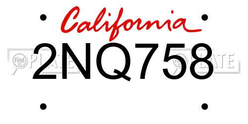 2NQ758 California License Plate