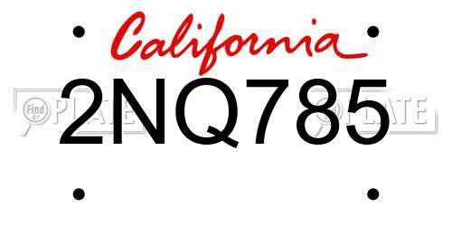 2NQ785 California License Plate