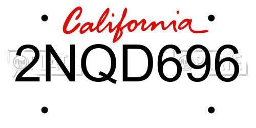 2NQD696 California License Plate