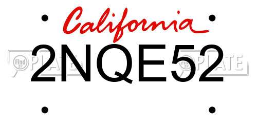 2NQE52 California License Plate