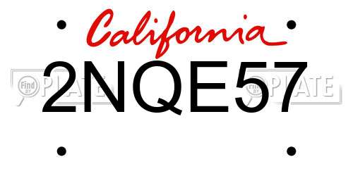 2NQE57 California License Plate