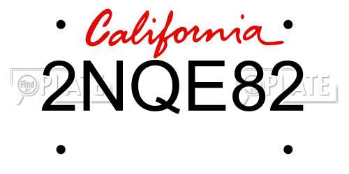 2NQE82 California License Plate