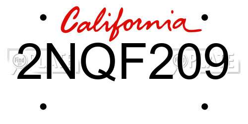 2NQF209 California License Plate