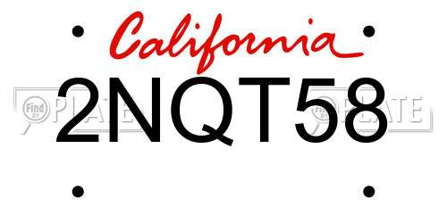 2NQT58 California License Plate