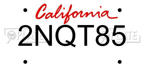 2NQT85 California License Plate