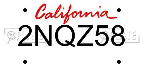 2NQZ58 California License Plate