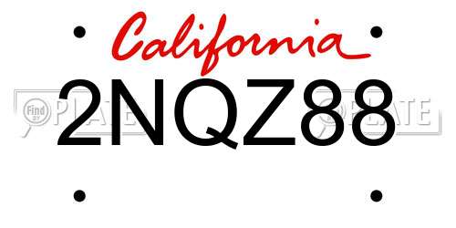 2NQZ88 California License Plate