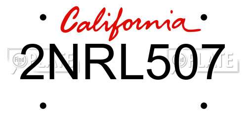 2NRL507 California License Plate