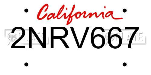 2NRV667 California License Plate