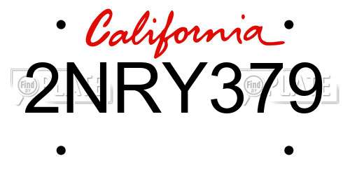 2NRY379 California License Plate