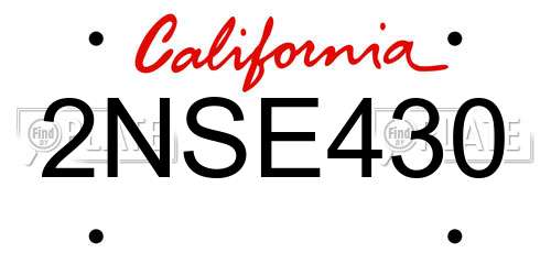 2NSE430 California License Plate